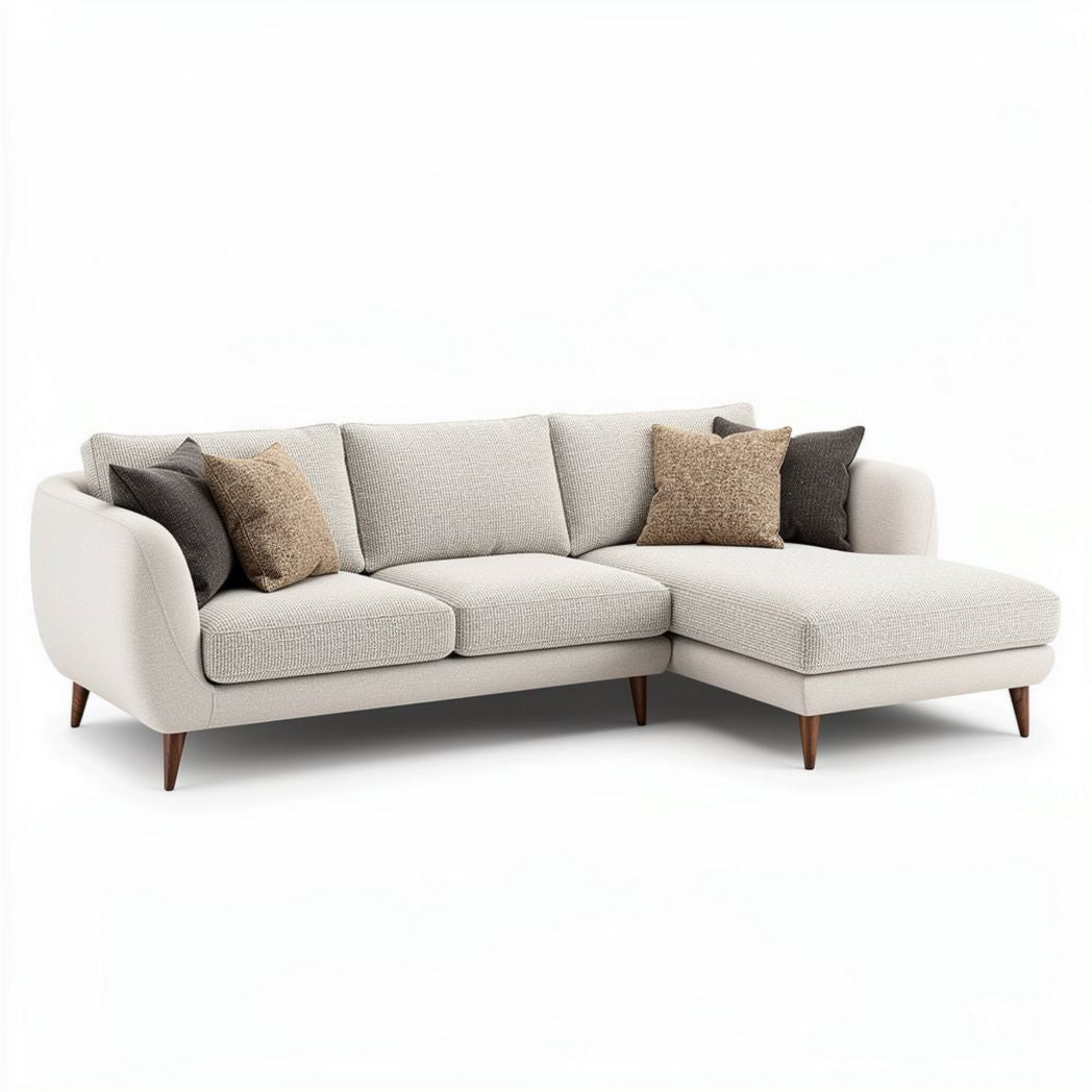 Fabric sectional sofa for living room with wooden legs - 240 x 100 x 85cm