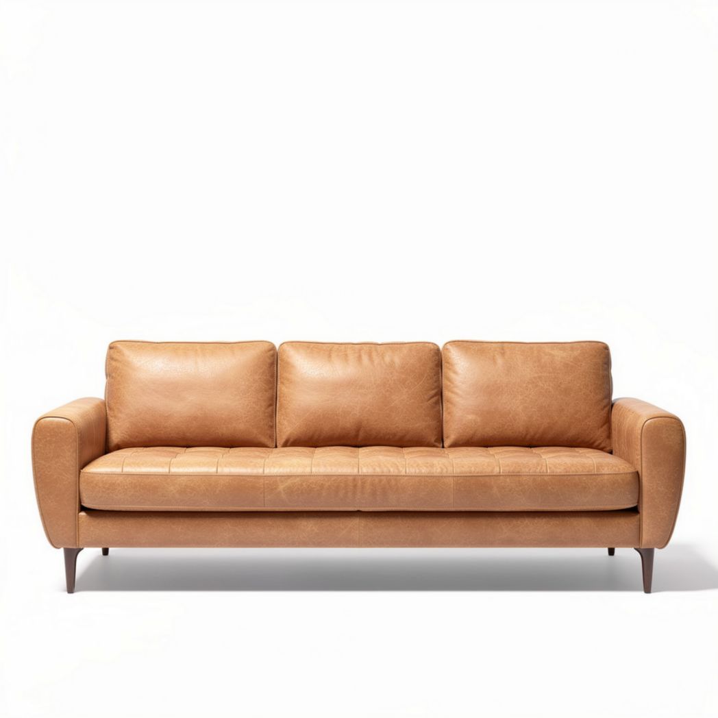 Leather three-seat sofa for living room - 200 x 80 x 90cm