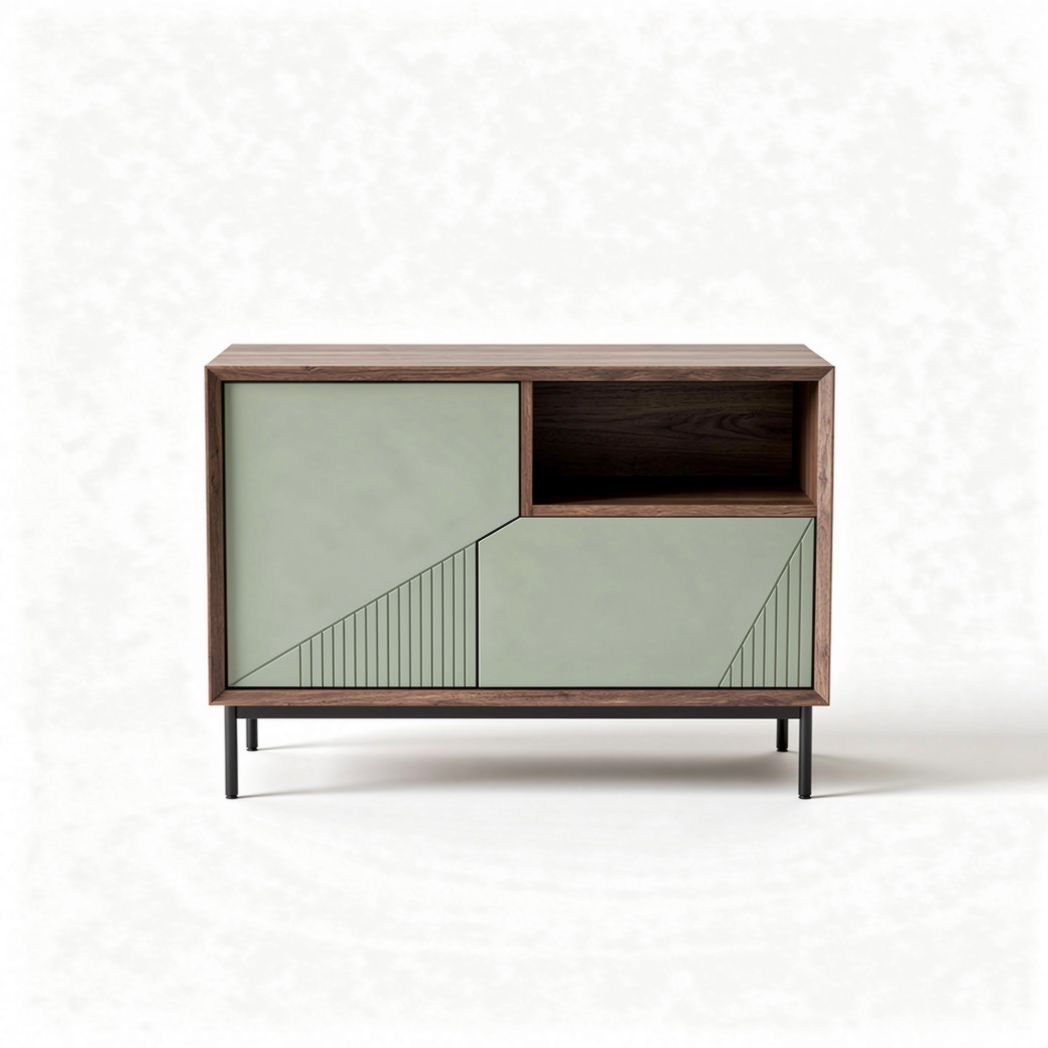 Modern MDF sideboard with geometric design for living room - 70 x 40 x 75cm