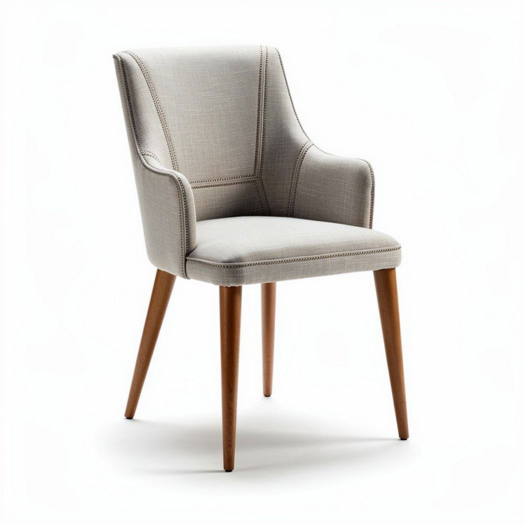 Upholstered dining chair with wooden legs - 60 x 60 x 80cm