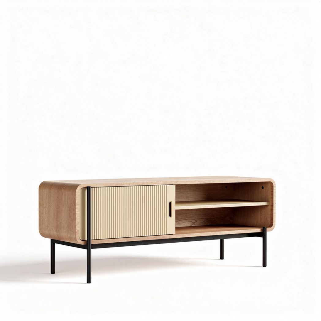 Wooden TV stand with storage space - 120 x 40 x 50cm