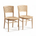 Woven seat dining chair set with wooden frame - 45 x 45 x 85cm