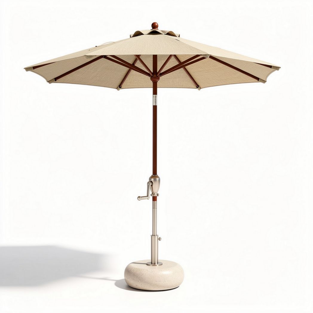 Aluminum outdoor patio umbrella with sandy base - 250 x 250 x 240cm