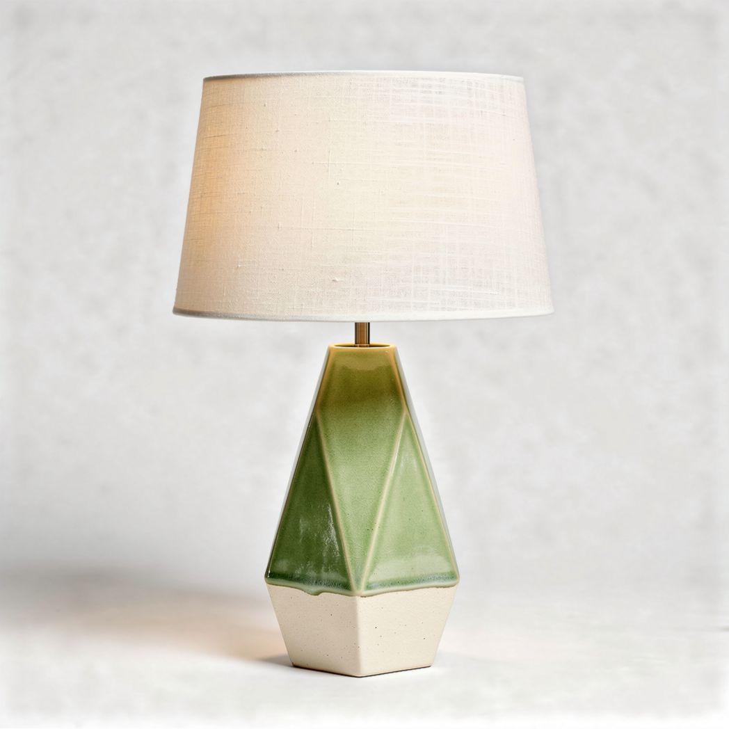 Ceramic table lamp with fabric shade for home decor - 30 x 30 x 60cm